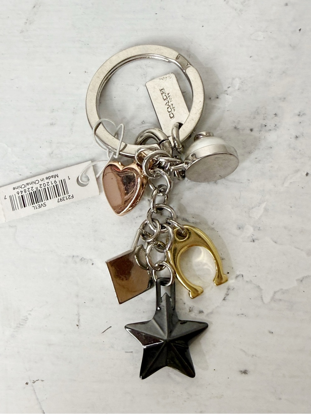 STARDUST STUDS MULTIMIX BAG CHARM COACH F21397 SILVER/MULTI NWT - Picture 2 of 4